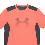 UNDER ARMOUR Mens Coral & Black Logo Graphic T-Shirt M Short Sleeve Round Neck