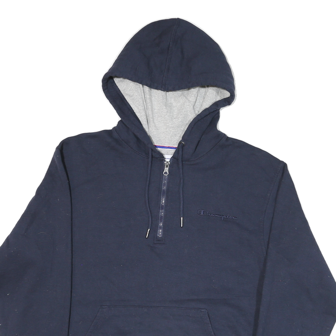 CHAMPION Mens Navy Blue Hoodie M Cotton Blend Half Zip Casual Wear