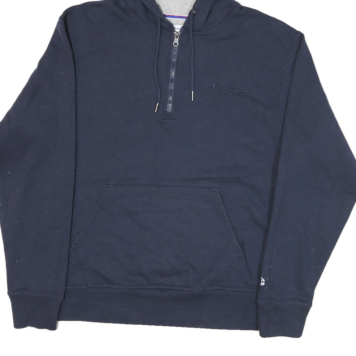 CHAMPION Mens Navy Blue Hoodie M Cotton Blend Half Zip Casual Wear