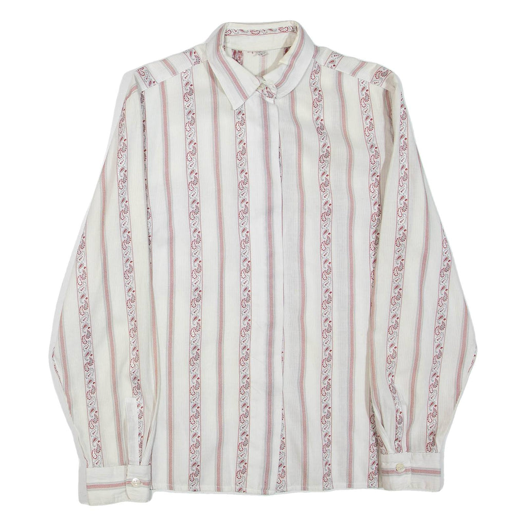 Womens Shirt White Paisley Long Sleeve M