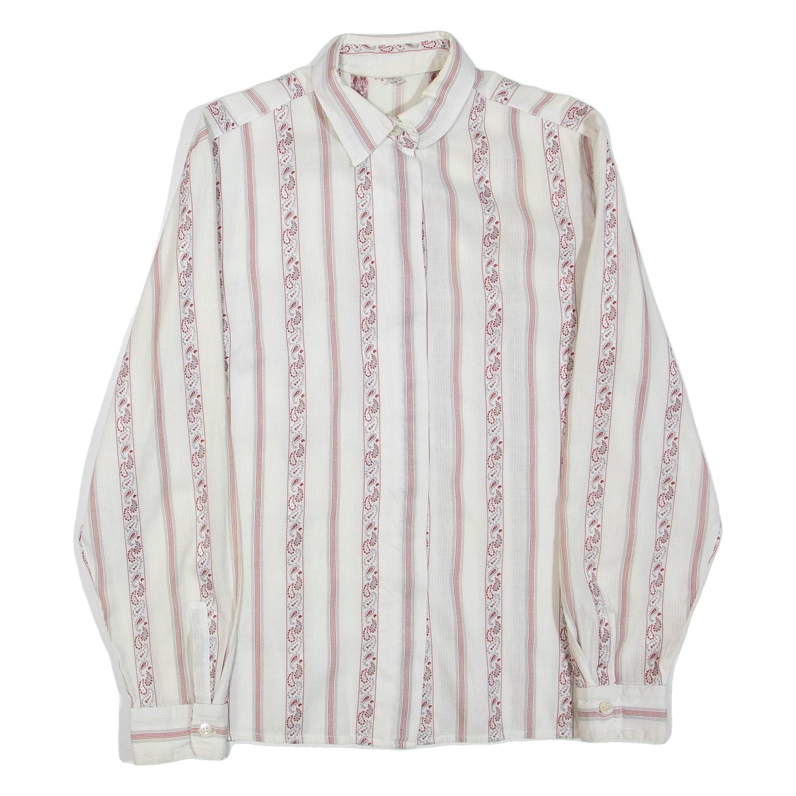 Womens Shirt White Paisley Long Sleeve M