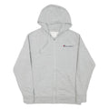 CHAMPION Mens Grey Zip Hoodie M Classic Logo Cotton Blend Casual Wear