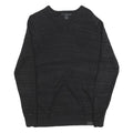 CALVIN KLEIN Mens Black Patterned Cotton Jumper V Neck Basic Knit S Lightweight