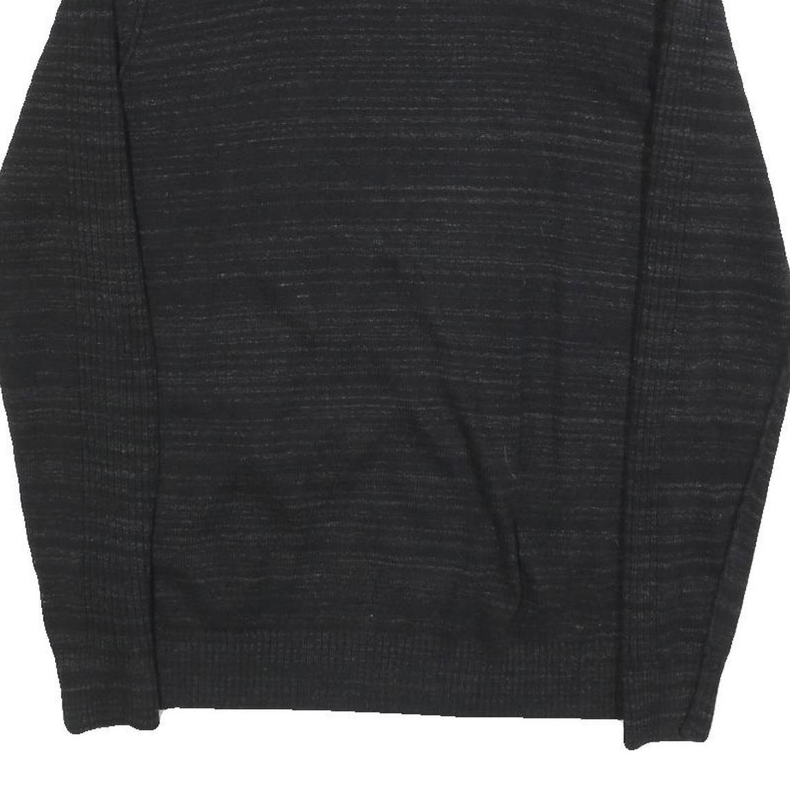 CALVIN KLEIN Mens Black Patterned Cotton Jumper V Neck Basic Knit S Lightweight