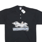 RUSSELL ATHLETIC Mens Black Ironbirds Graphic T-Shirt M Short Sleeve Crew Neck