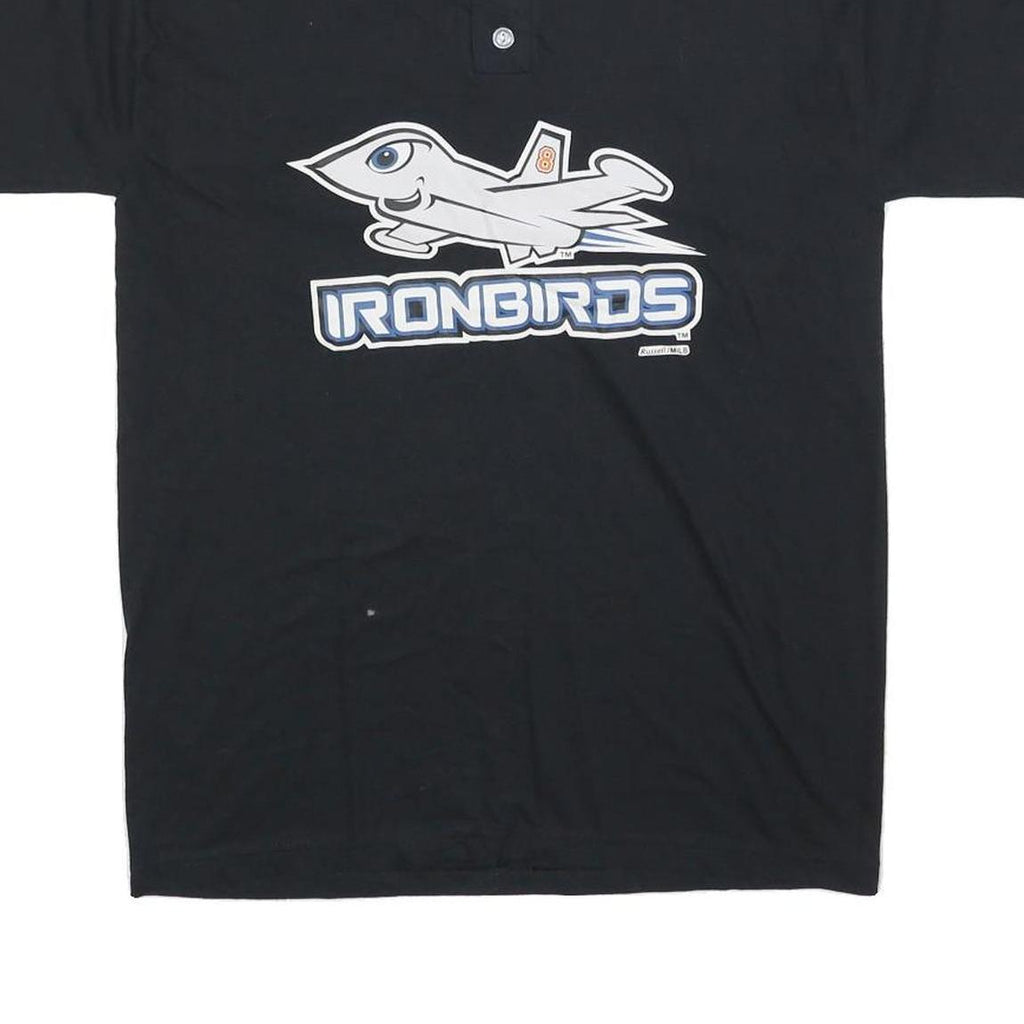 RUSSELL ATHLETIC Mens Black Ironbirds Graphic T-Shirt M Short Sleeve Crew Neck