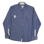 FAZE APPAREL Mens Blue Contrast Detail Cotton Blend Shirt XL Button-Down Casual