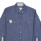 FAZE APPAREL Mens Blue Contrast Detail Cotton Blend Shirt XL Button-Down Casual