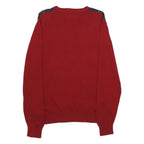 TOMMY HILFIGER Mens Red & Navy Patterned Pullover Argyle V-Neck Basic Knit M