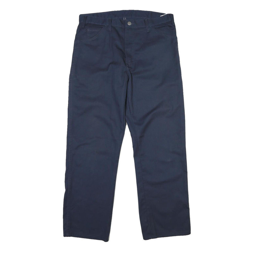 DICKIES Mens Cotton Navy Regular Straight Trousers W36 L30 Workwear Casual