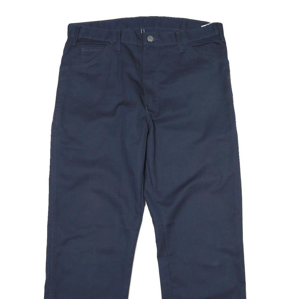 DICKIES Mens Cotton Navy Regular Straight Trousers W36 L30 Workwear Casual