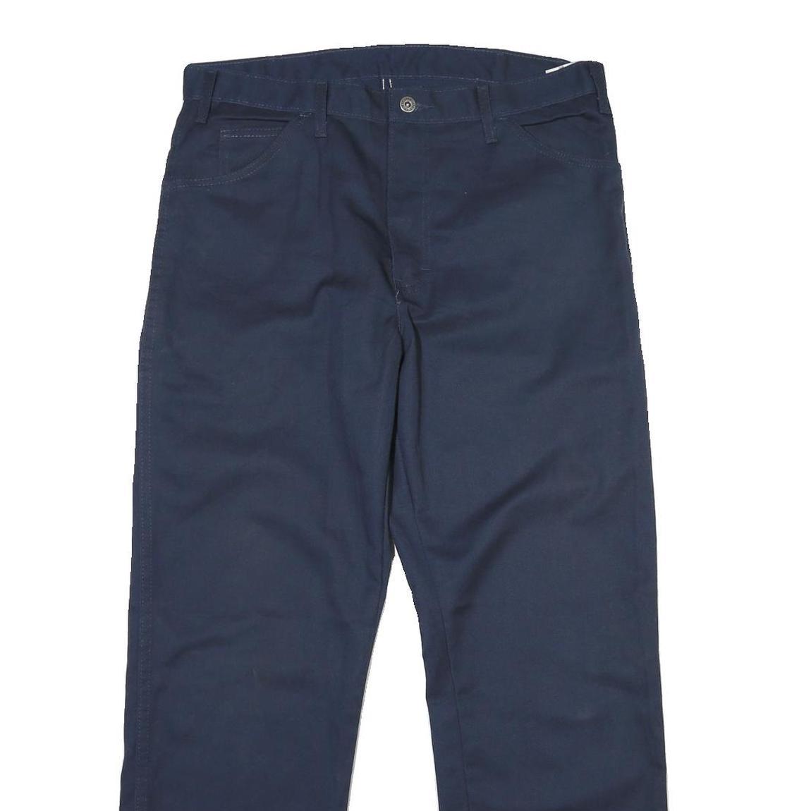 DICKIES Mens Cotton Navy Regular Straight Trousers W36 L30 Workwear Casual