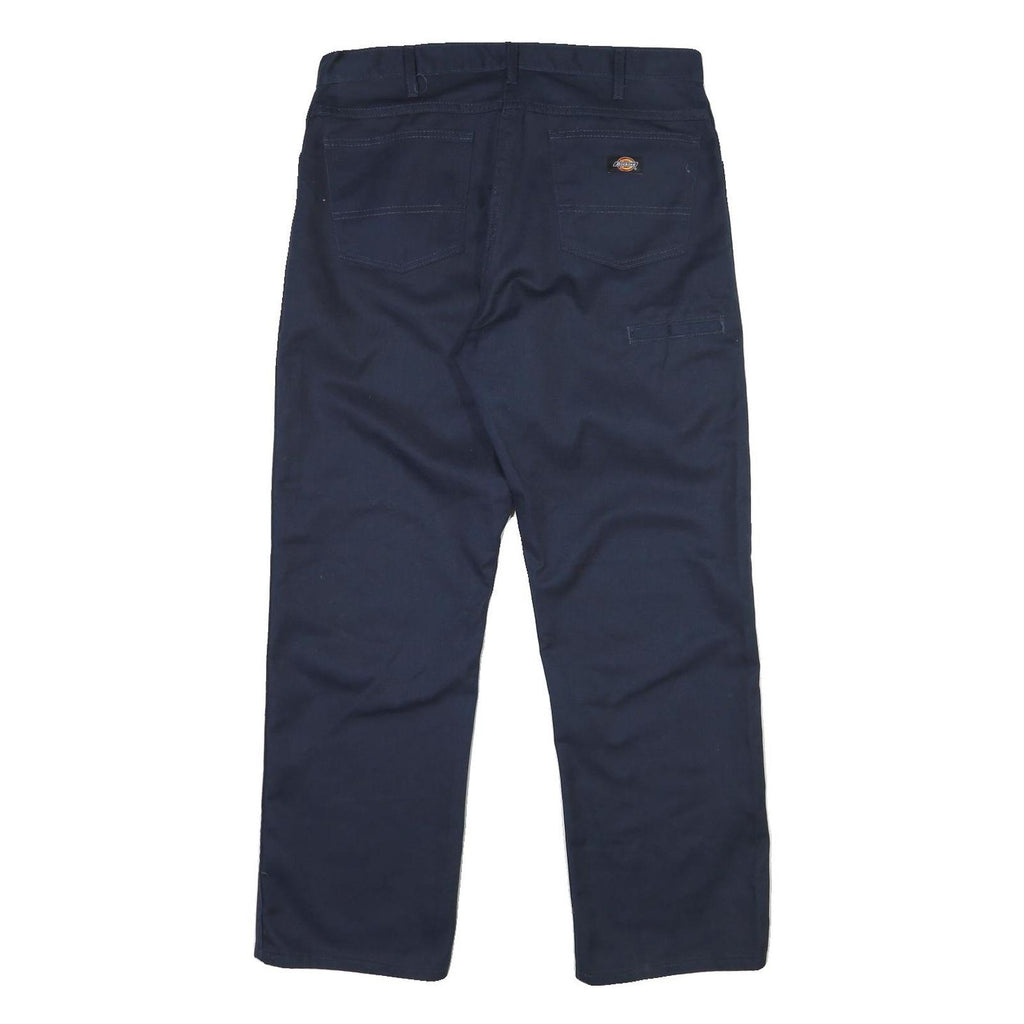 DICKIES Mens Cotton Navy Regular Straight Trousers W36 L30 Workwear Casual