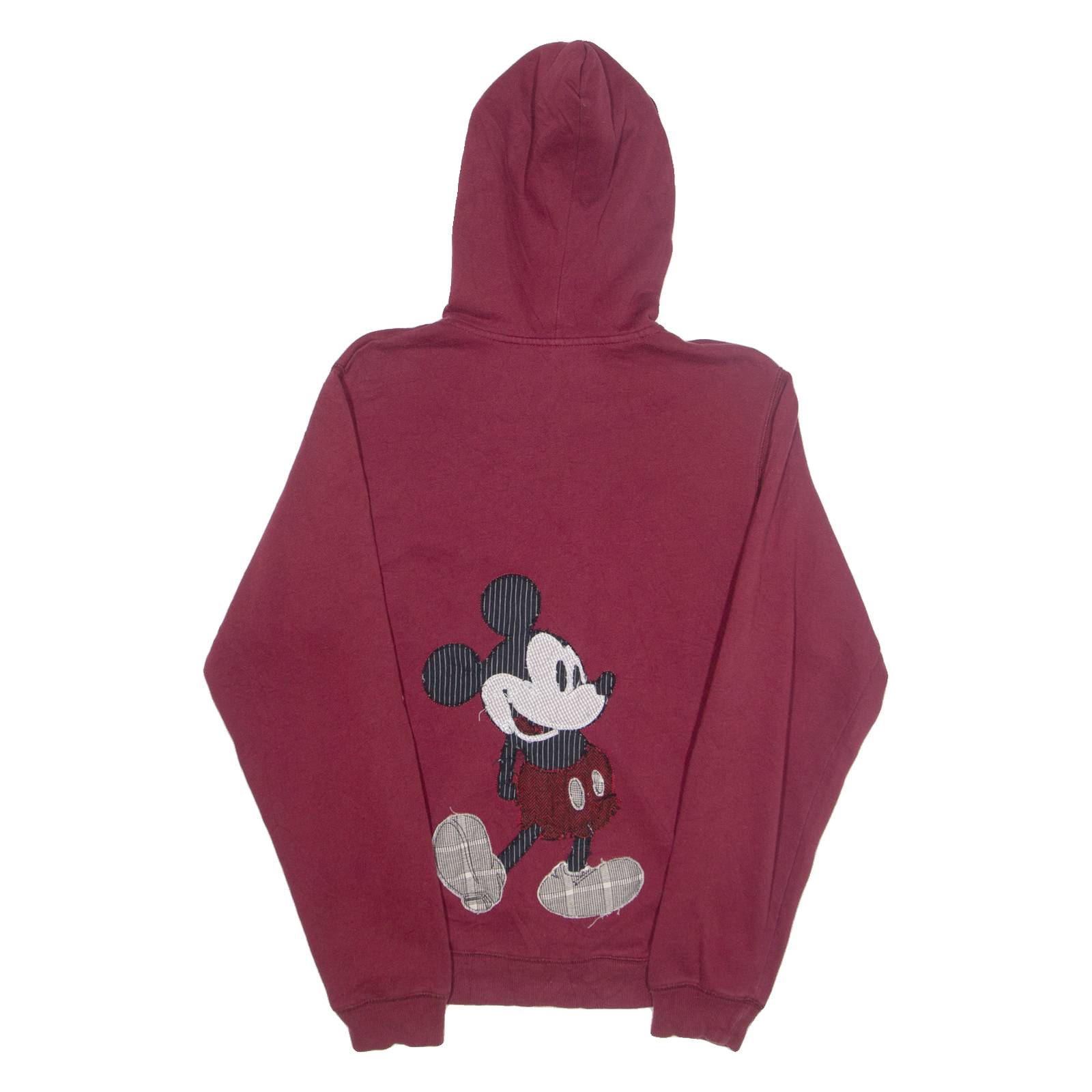DISNEY Mickey Womens Maroon Hoodie Full Zip USA L