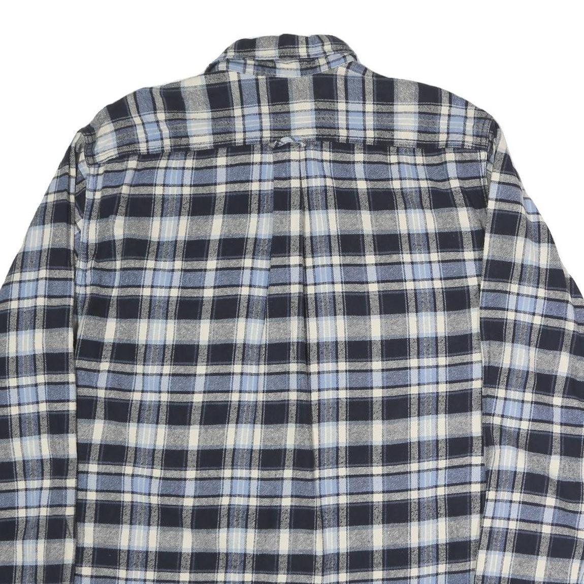 JACHS Mens Blue & White Check Shirt XL Casual Cotton Long Sleeve Button