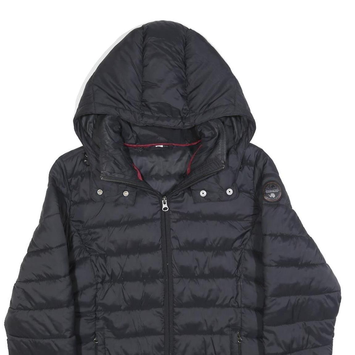 NAPAPIJRI Womens Black Lightweight Puffer Jacket M Polyester Blend Hooded Zip