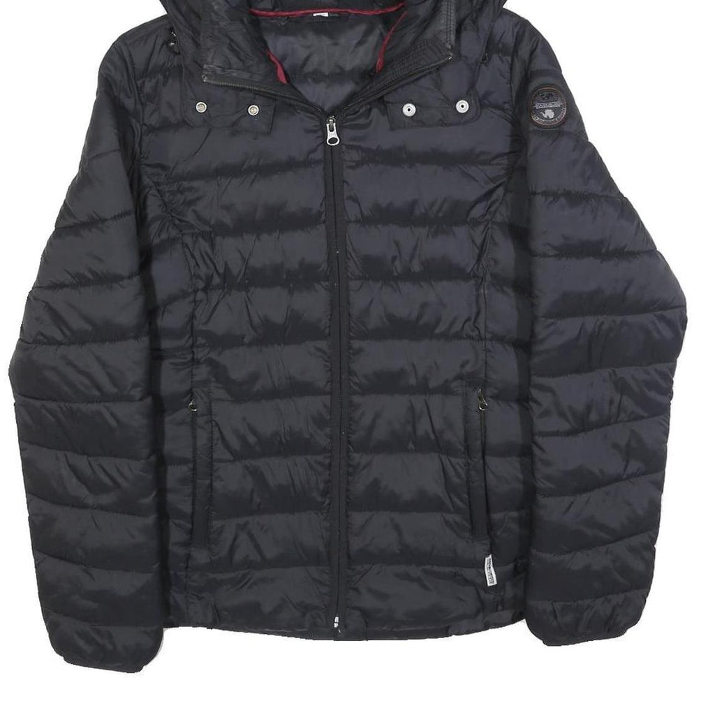 NAPAPIJRI Womens Black Lightweight Puffer Jacket M Polyester Blend Hooded Zip