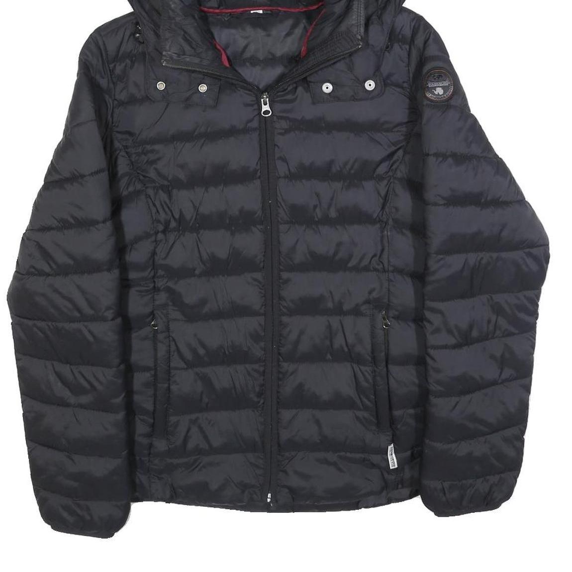 NAPAPIJRI Womens Black Lightweight Puffer Jacket M Polyester Blend Hooded Zip