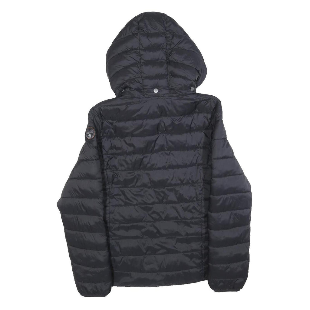NAPAPIJRI Womens Black Lightweight Puffer Jacket M Polyester Blend Hooded Zip