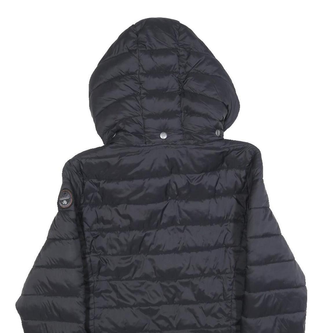 NAPAPIJRI Womens Black Lightweight Puffer Jacket M Polyester Blend Hooded Zip