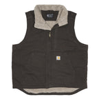 CARHARTT Mens Black & Beige Sherpa Lined Zip Jacket M Cotton Relaxed Fit