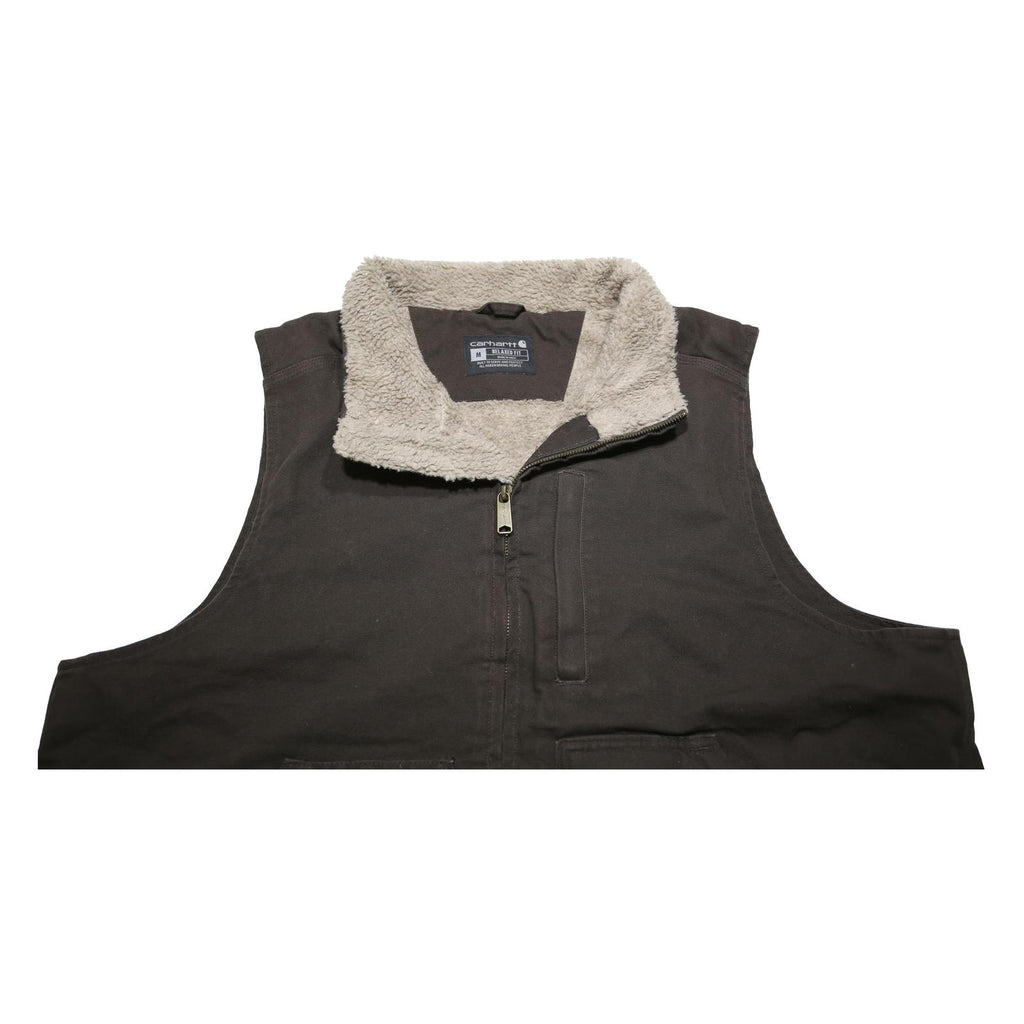 CARHARTT Mens Black & Beige Sherpa Lined Zip Jacket M Cotton Relaxed Fit