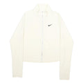 NIKE Womens White Slim Jacket M Cotton Blend Plain Zip Swoosh Sportswear