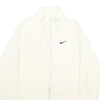 NIKE Womens White Slim Jacket M Cotton Blend Plain Zip Swoosh Sportswear