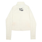 NIKE Womens White Slim Jacket M Cotton Blend Plain Zip Swoosh Sportswear