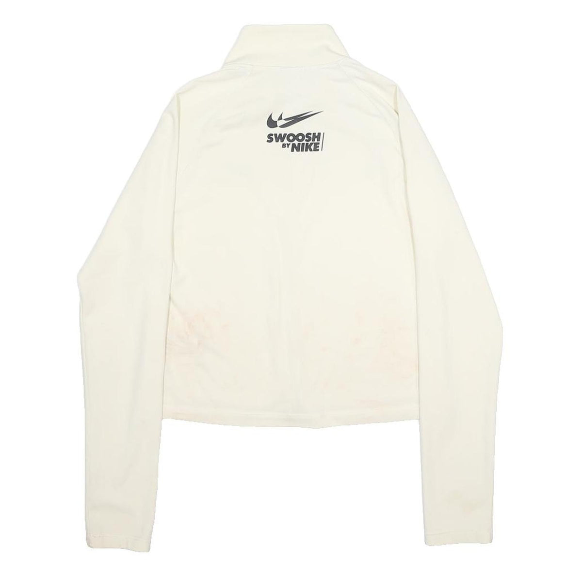 NIKE Womens White Slim Jacket M Cotton Blend Plain Zip Swoosh Sportswear