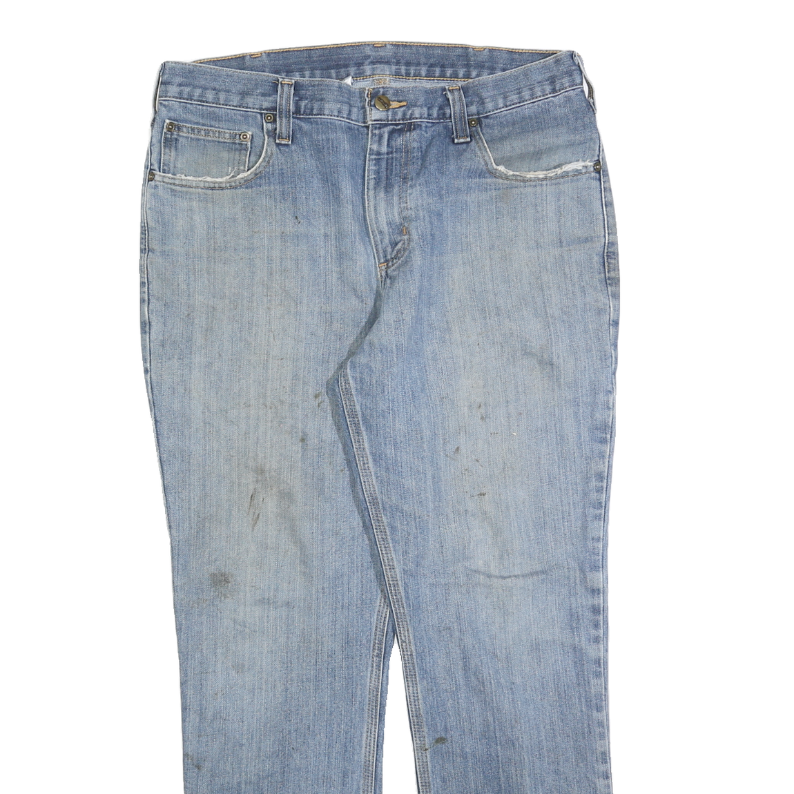 CARHARTT Mens Jeans Blue Regular Straight Denim Light W34 L30 Zip Cotton Blend