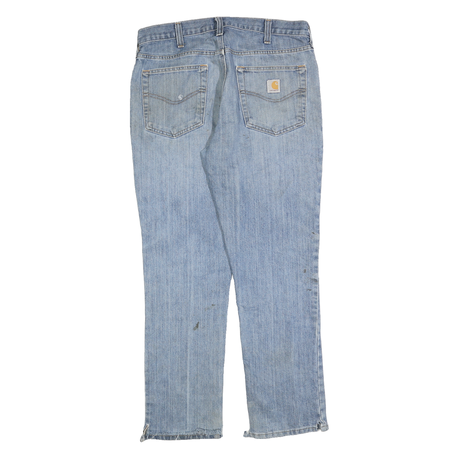 CARHARTT Mens Jeans Blue Regular Straight Denim Light W34 L30 Zip Cotton Blend