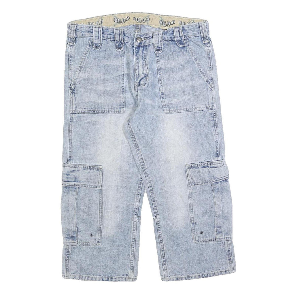 IDIOT 98 86 Mens Light Blue Cargo Cotton Blend Shorts M W32 Utility Summer