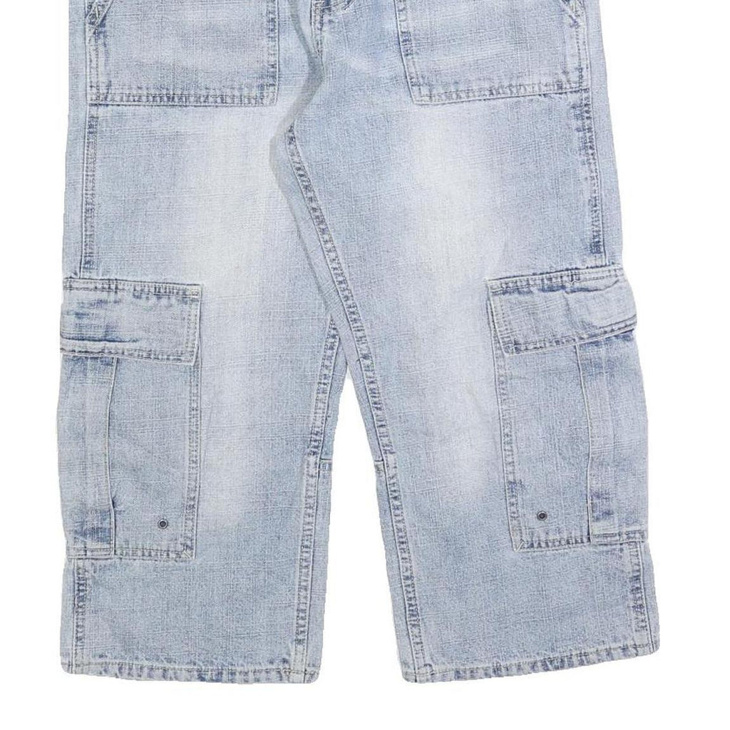 IDIOT 98 86 Mens Light Blue Cargo Cotton Blend Shorts M W32 Utility Summer