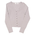 LEVI'S Womens White & Light Brown Striped Basic Long Sleeve V-Neck Top S Button
