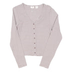 LEVI'S Womens White & Light Brown Striped Basic Long Sleeve V-Neck Top S Button