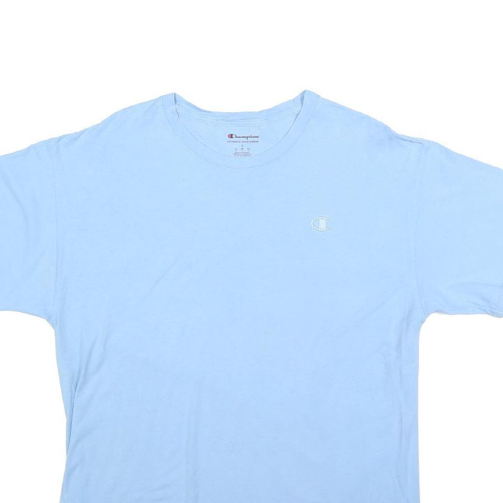 CHAMPION Mens Blue Light Blue Crew Neck Short Sleeve T-Shirt L Cotton Blend