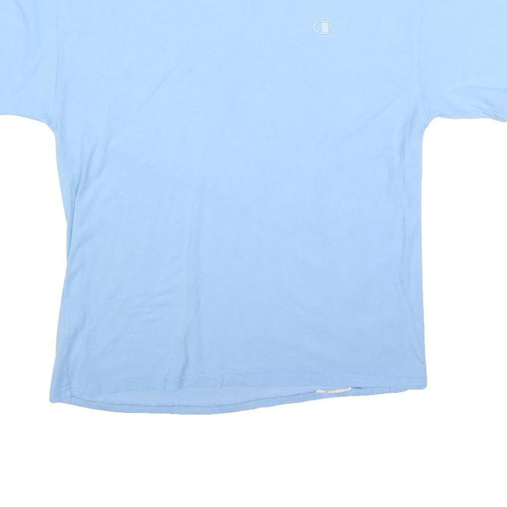 CHAMPION Mens Blue Light Blue Crew Neck Short Sleeve T-Shirt L Cotton Blend