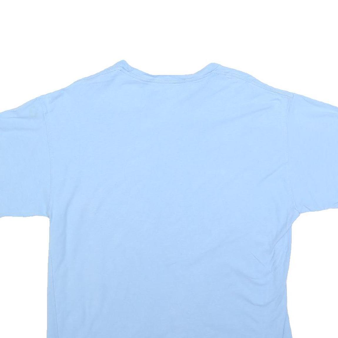 CHAMPION Mens Blue Light Blue Crew Neck Short Sleeve T-Shirt L Cotton Blend