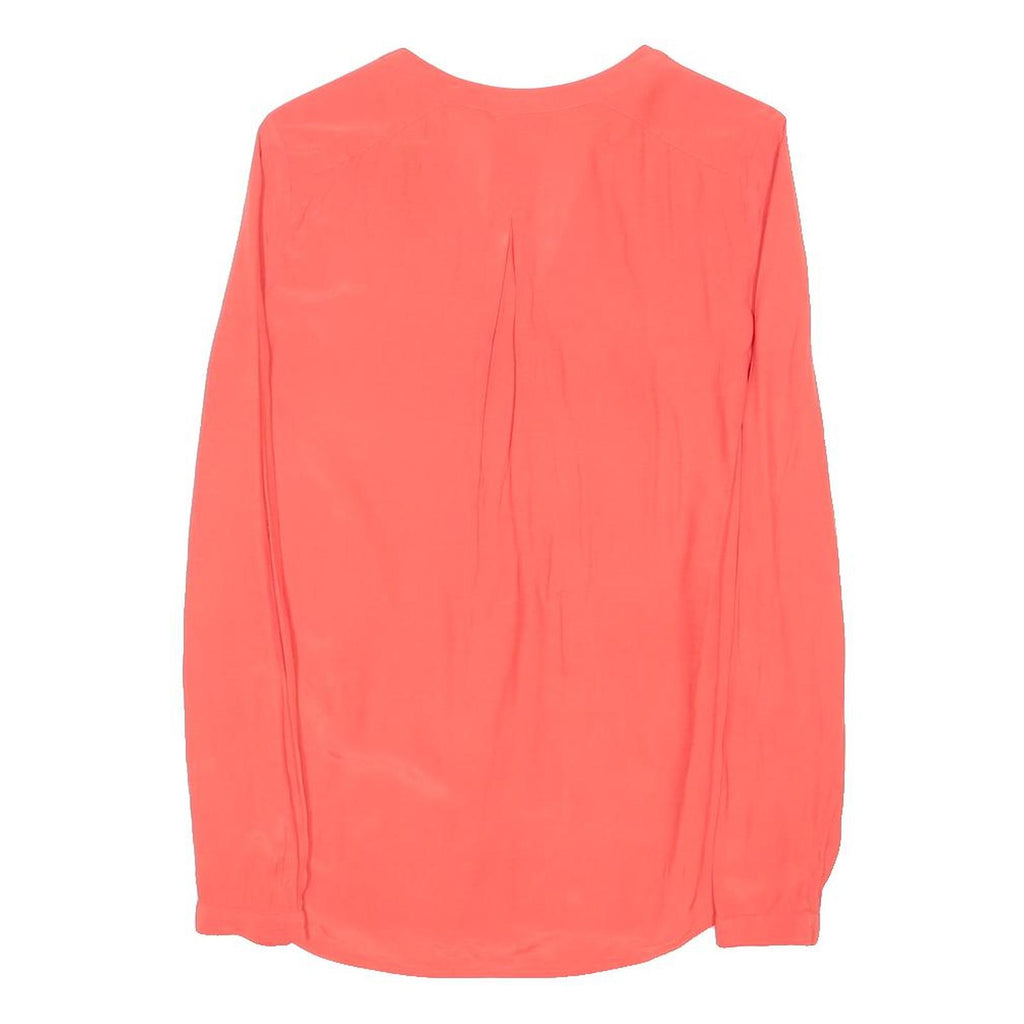 TOMMY HILFIGER Womens Coral Viscose Long Sleeve V-Neck Blouse S Stylish