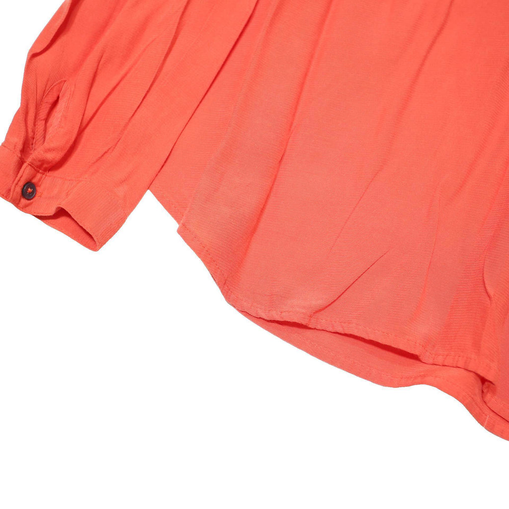 TOMMY HILFIGER Womens Coral Viscose Long Sleeve V-Neck Blouse S Stylish