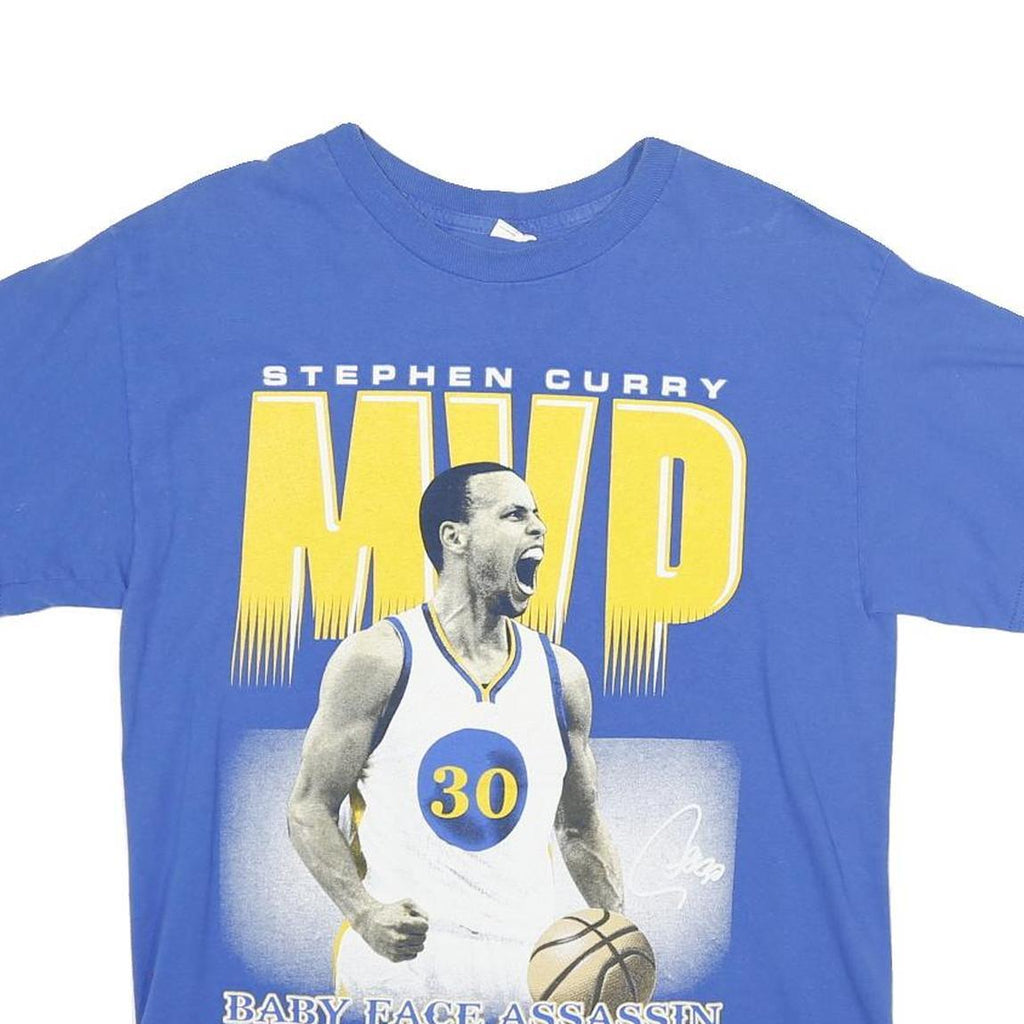 Mens Blue Stephen Curry MVP Graphic T-Shirt Short Sleeve Crew Neck Cotton M