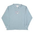 CUFFYS Womens Blue Collar L Floral Heart Embroidered Sweatshirt Casual Pullover