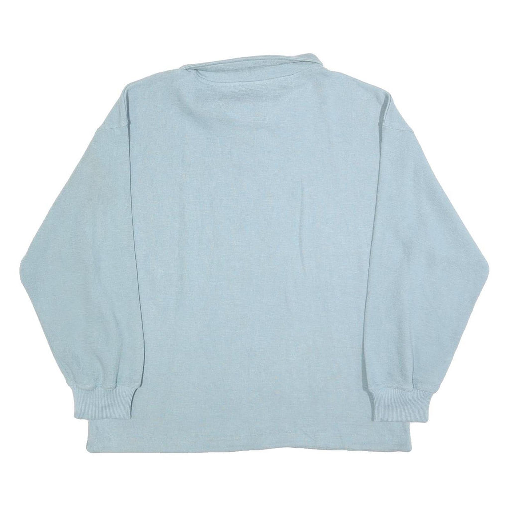 CUFFYS Womens Blue Collar L Floral Heart Embroidered Sweatshirt Casual Pullover