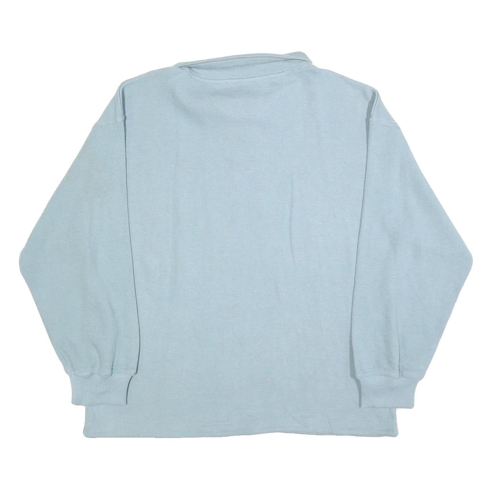 CUFFYS Womens Blue Collar L Floral Heart Embroidered Sweatshirt Casual Pullover