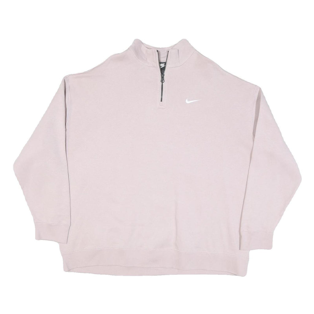 NIKE Mens Light Pink 1/4 Zip Sweatshirt L Casual Cotton Blend Pullover Top