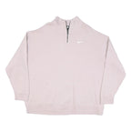 NIKE Mens Light Pink 1/4 Zip Sweatshirt L Casual Cotton Blend Pullover Top