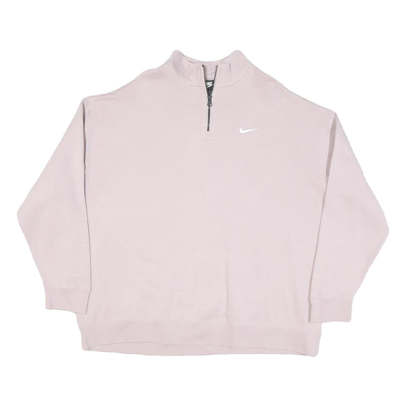 NIKE Mens Light Pink 1/4 Zip Sweatshirt L Casual Cotton Blend Pullover Top