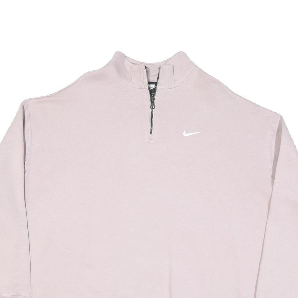 NIKE Mens Light Pink 1/4 Zip Sweatshirt L Casual Cotton Blend Pullover Top