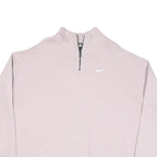 NIKE Mens Light Pink 1/4 Zip Sweatshirt L Casual Cotton Blend Pullover Top